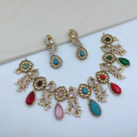 Lucentarts Jewellery Premium Pota Stone And Pearl Necklace Set