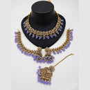 Lucentarts Jewellery Premium Crystal Stone And Beads Necklace Set  With Maang Tikka