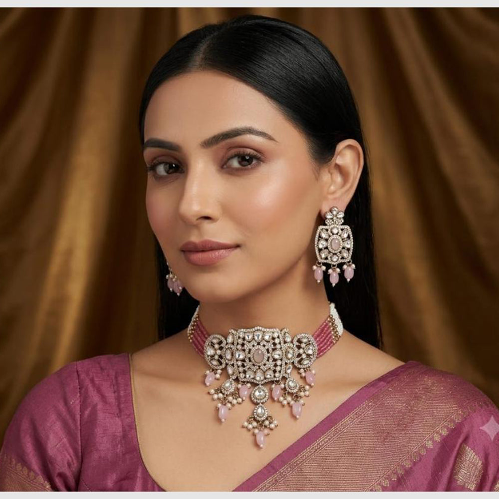 Lucentarts Jewellery Designer Polki Kundan Stone And Beads Choker Necklace Set