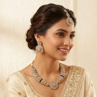 Lucentarts Jewellery Sparkling American Diamond Necklace Set for Women