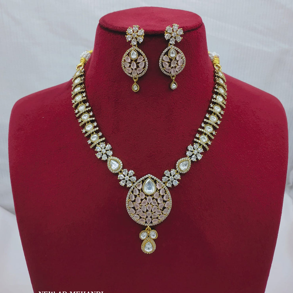 Lucentarts Jewellery Sparkling American Diamond Necklace Set for Women