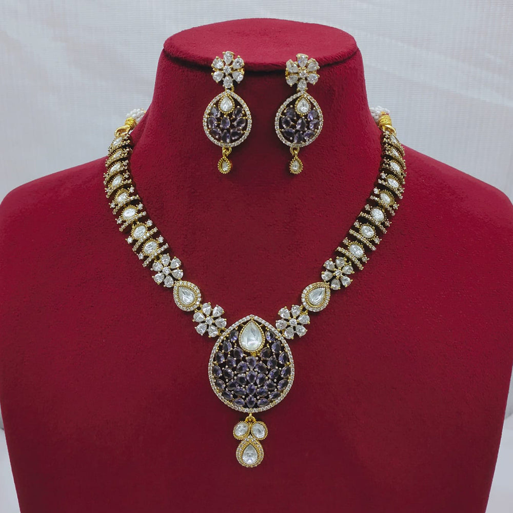 Lucentarts Jewellery Sparkling American Diamond Necklace Set for Women