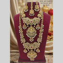 Lucentarts Jewellery Traditional American Diamond Double Layer Necklace Earring Set Matching Maang Tikka