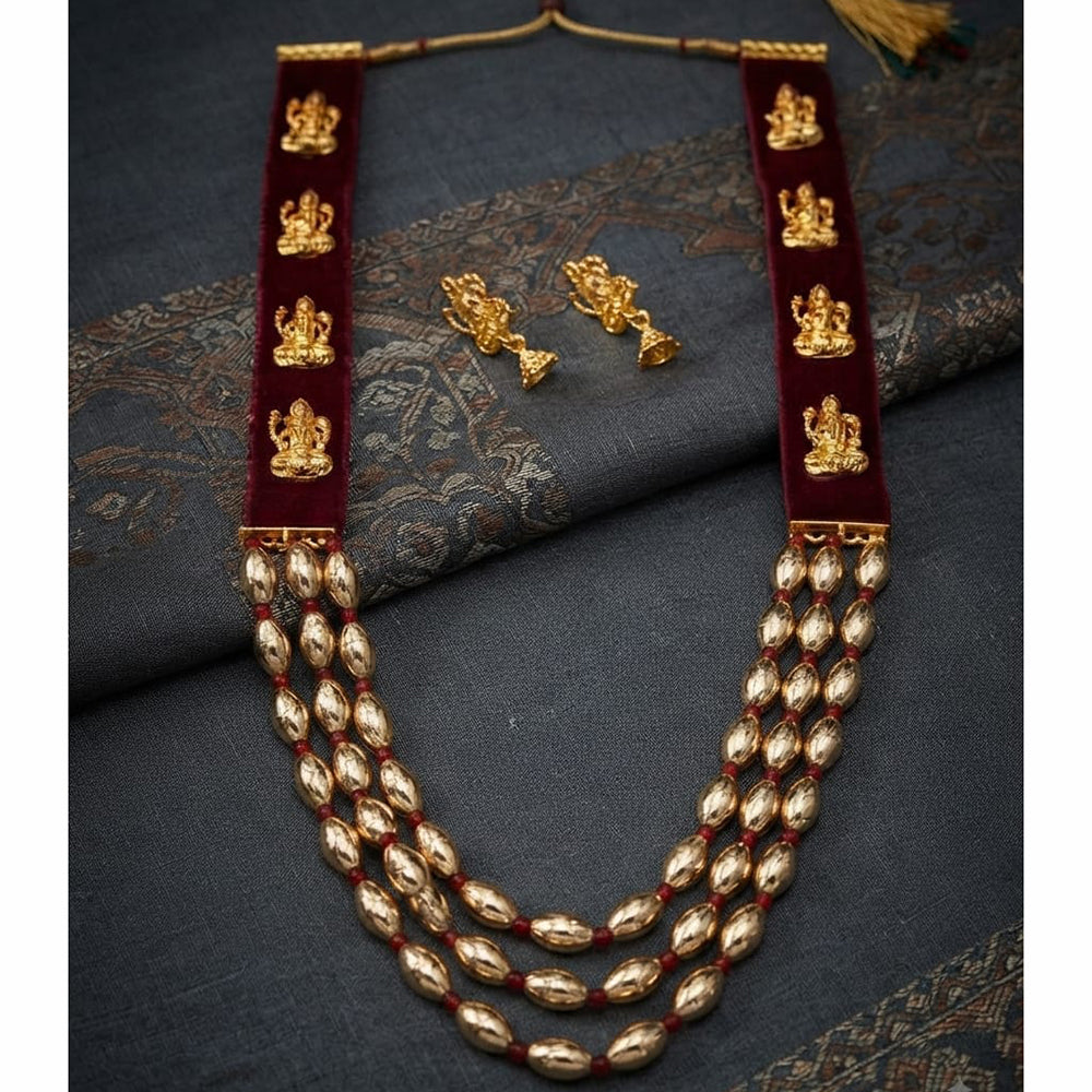 Lucentarts  Jewellery Gold Plated Laxmi Design Necklace Set
