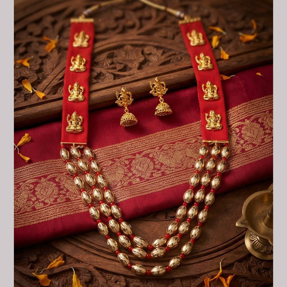 Lucentarts  Jewellery Gold Plated Laxmi Design Necklace Set