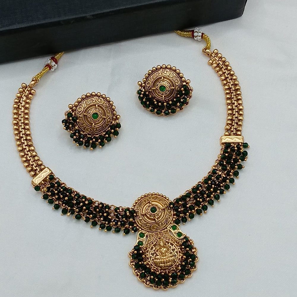 Lucentarts Jewellery Gold Plated Beads Temple Necklace Set