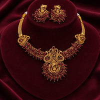 Lucentarts Jewellery Gold Plated Pink  Pearl Ganesha Necklace Set