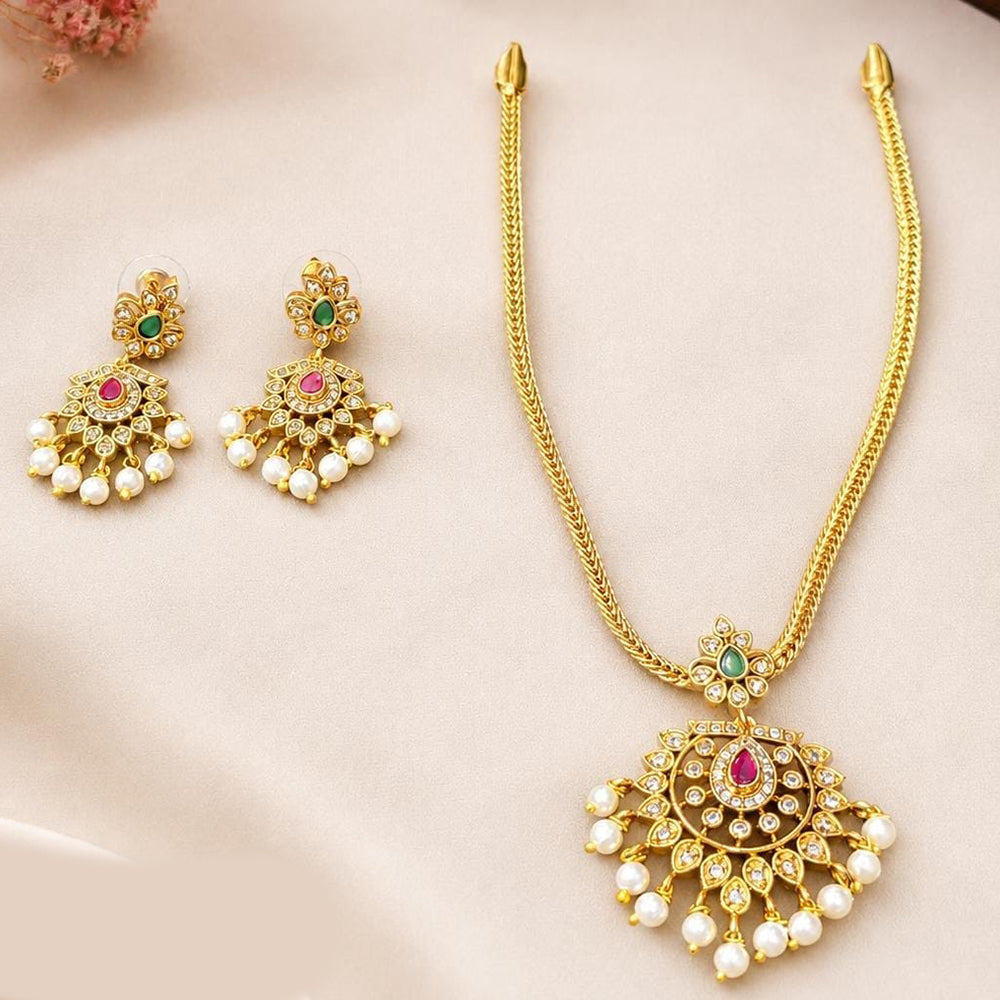 Lucentarts  Jewellery Royal Austrian Stone Pearl Designer Necklace Set