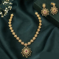 Lucentarts  Jewellery Royal Austrian Stone Pearl Designer Necklace Set