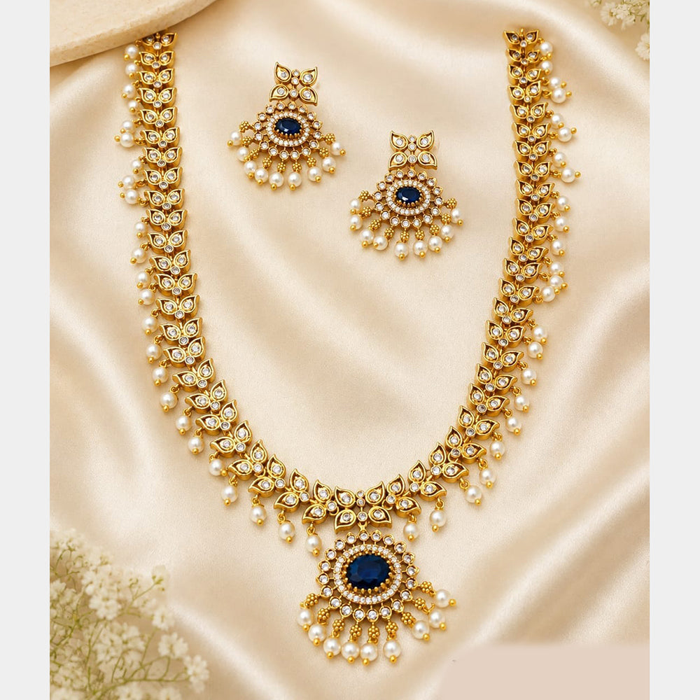 Lucentarts Jewellery Gold Plated American Diamond Necklace Set