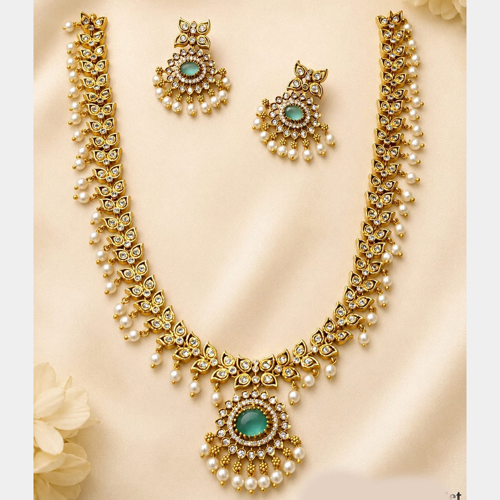 Lucentarts Jewellery Gold Plated American Diamond Necklace Set
