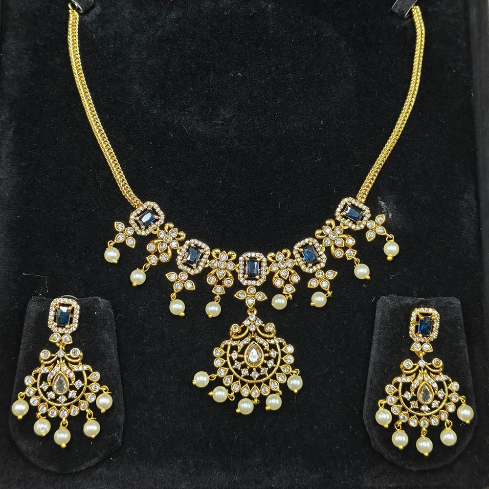 Lucentarts Jewellery Gold Plated American Diamond Necklace Set