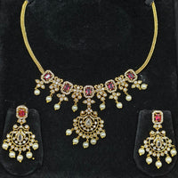 Lucentarts Jewellery Gold Plated American Diamond Necklace Set