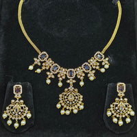 Lucentarts Jewellery Gold Plated American Diamond Necklace Set