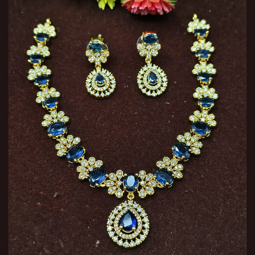 Lucentarts Jewellery Gold Plated American Diamond Necklace Set