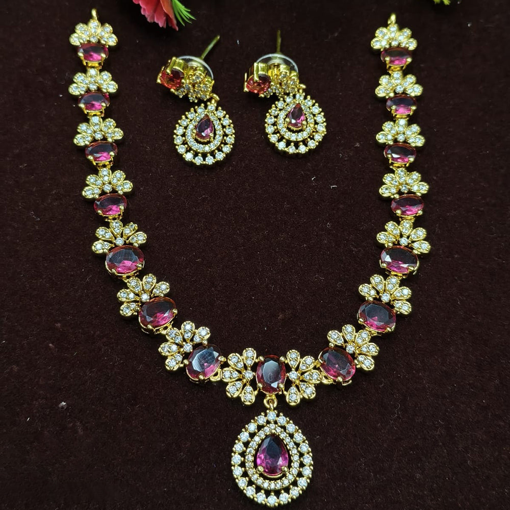 Lucentarts Jewellery Gold Plated American Diamond Necklace Set