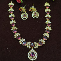 Lucentarts Jewellery Gold Plated American Diamond Necklace Set