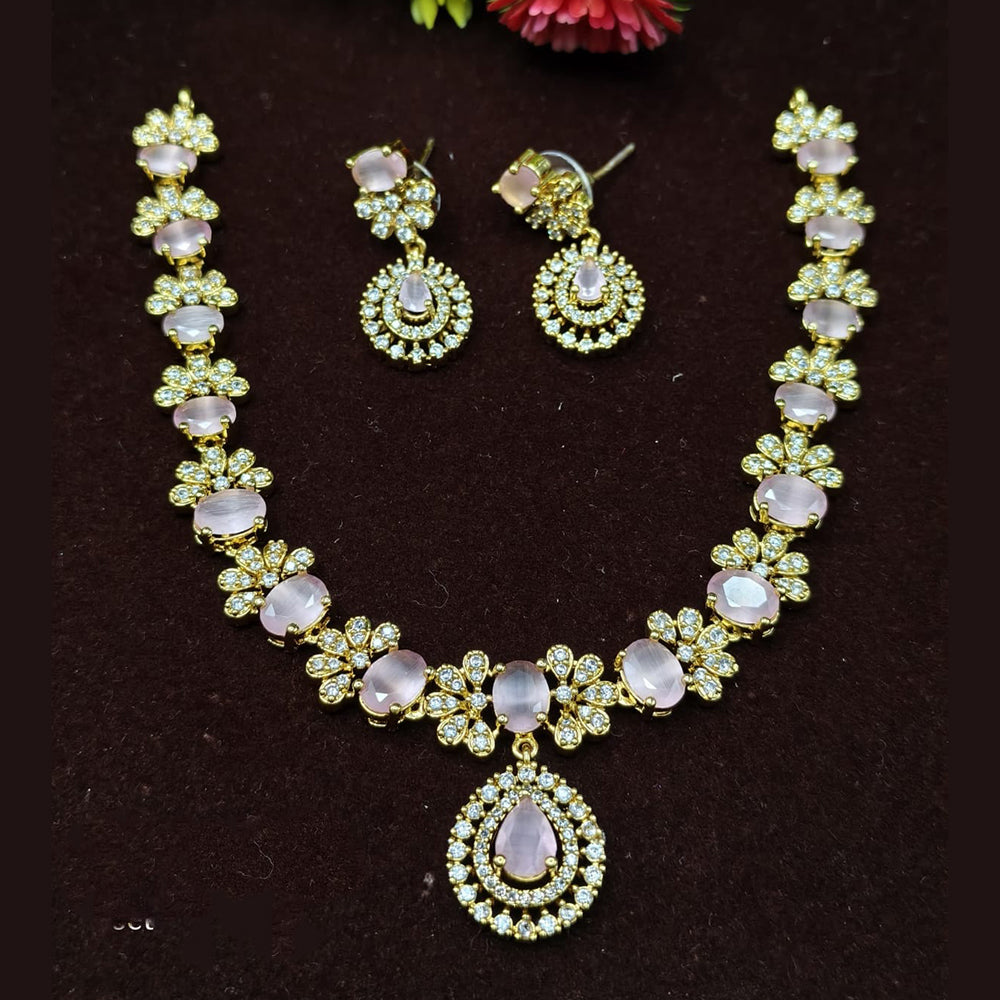 Lucentarts Jewellery Gold Plated American Diamond Necklace Set