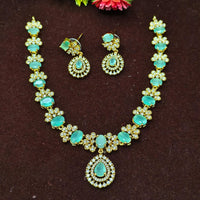 Lucentarts Jewellery Gold Plated American Diamond Necklace Set