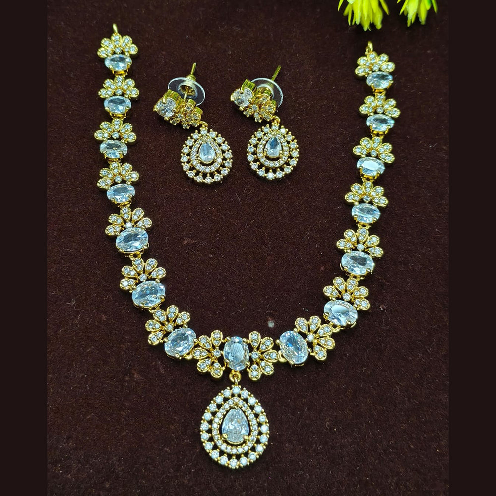 Lucentarts Jewellery Gold Plated American Diamond Necklace Set