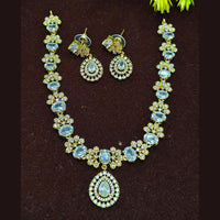 Lucentarts Jewellery Gold Plated American Diamond Necklace Set