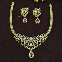 Lucentarts Jewellery Gold Plated American Diamond Necklace Set