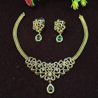 Lucentarts Jewellery Gold Plated American Diamond Necklace Set