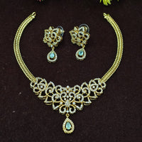 Lucentarts Jewellery Gold Plated American Diamond Necklace Set