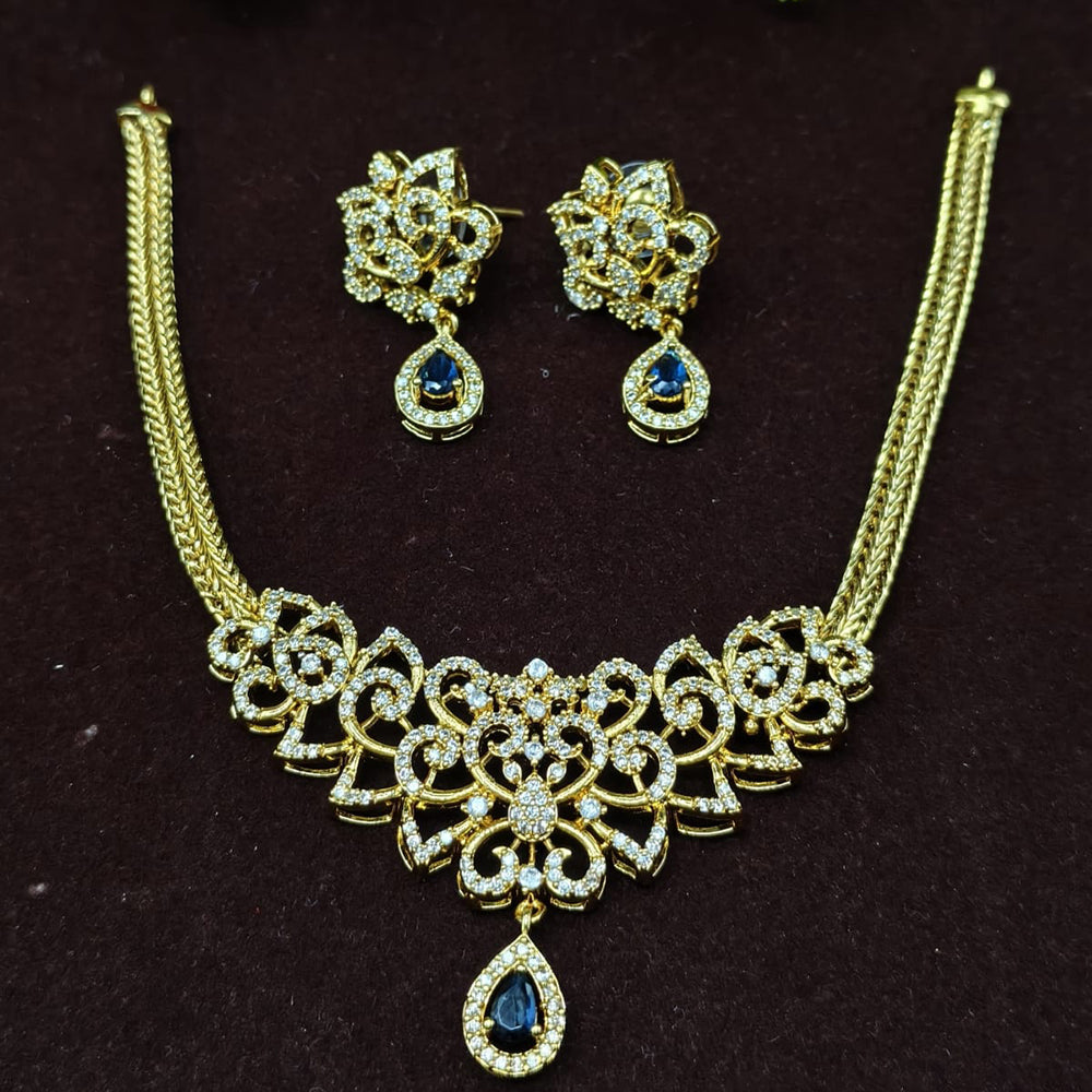 Lucentarts Jewellery Gold Plated American Diamond Necklace Set