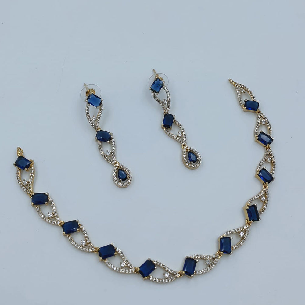 Lucentarts Jewellery Gold Plated American Diamond Necklace Set