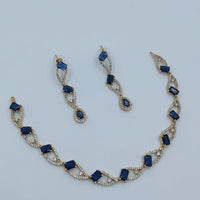 Lucentarts Jewellery Gold Plated American Diamond Necklace Set