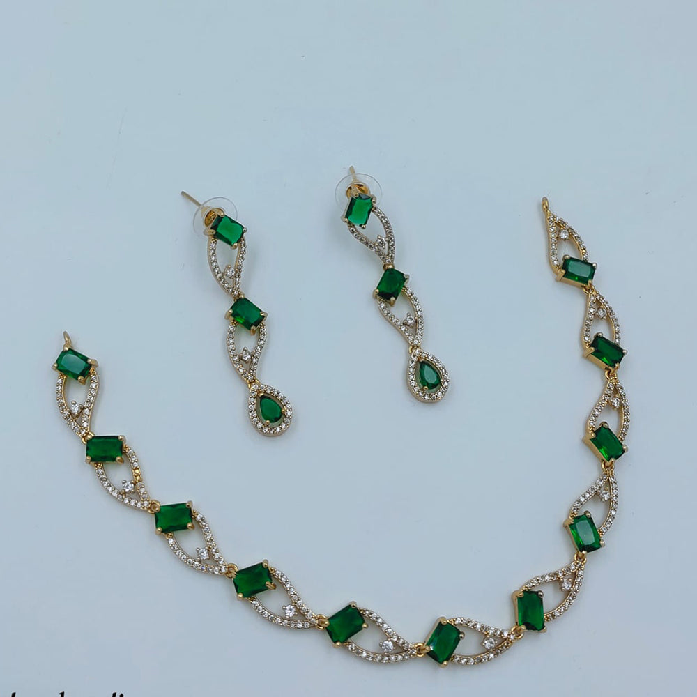 Lucentarts Jewellery Gold Plated American Diamond Necklace Set