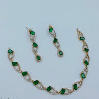 Lucentarts Jewellery Gold Plated American Diamond Necklace Set