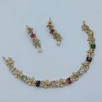 Lucentarts Jewellery Gold Plated American Diamond Necklace Set