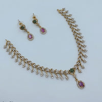 Lucentarts Jewellery Gold Plated American Diamond Necklace Set