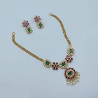 Lucentarts Jewellery Gold Plated American Diamond Necklace Set