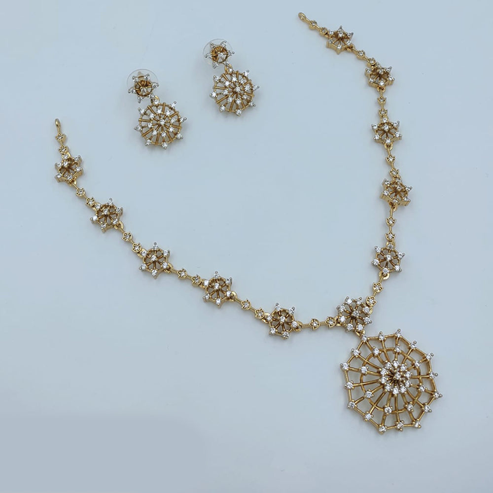 Lucentarts Jewellery Gold Plated American Diamond Necklace Set
