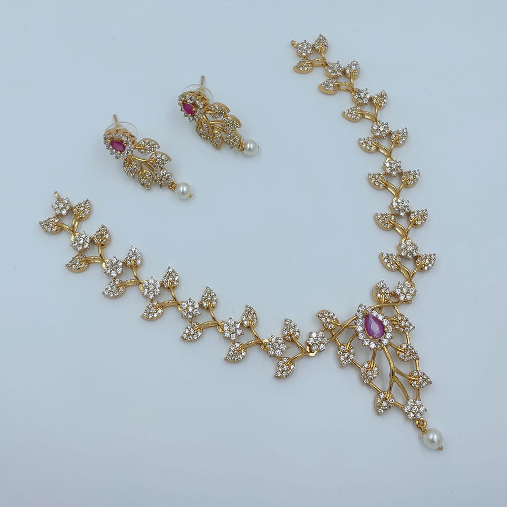 Lucentarts Jewellery Gold Plated American Diamond Necklace Set
