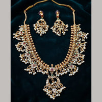 Lucentarts Jewellery Elegant Pota Stone And Pearl Necklace Set 