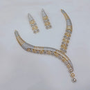 Lucentarts Jewellery Designer 2 Tone Austrian Stone Necklace Set for Women