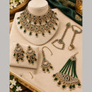 Lucentarts Jewellery Premium Austrain Stone And Beads Semi Bridal Necklace Set for Women