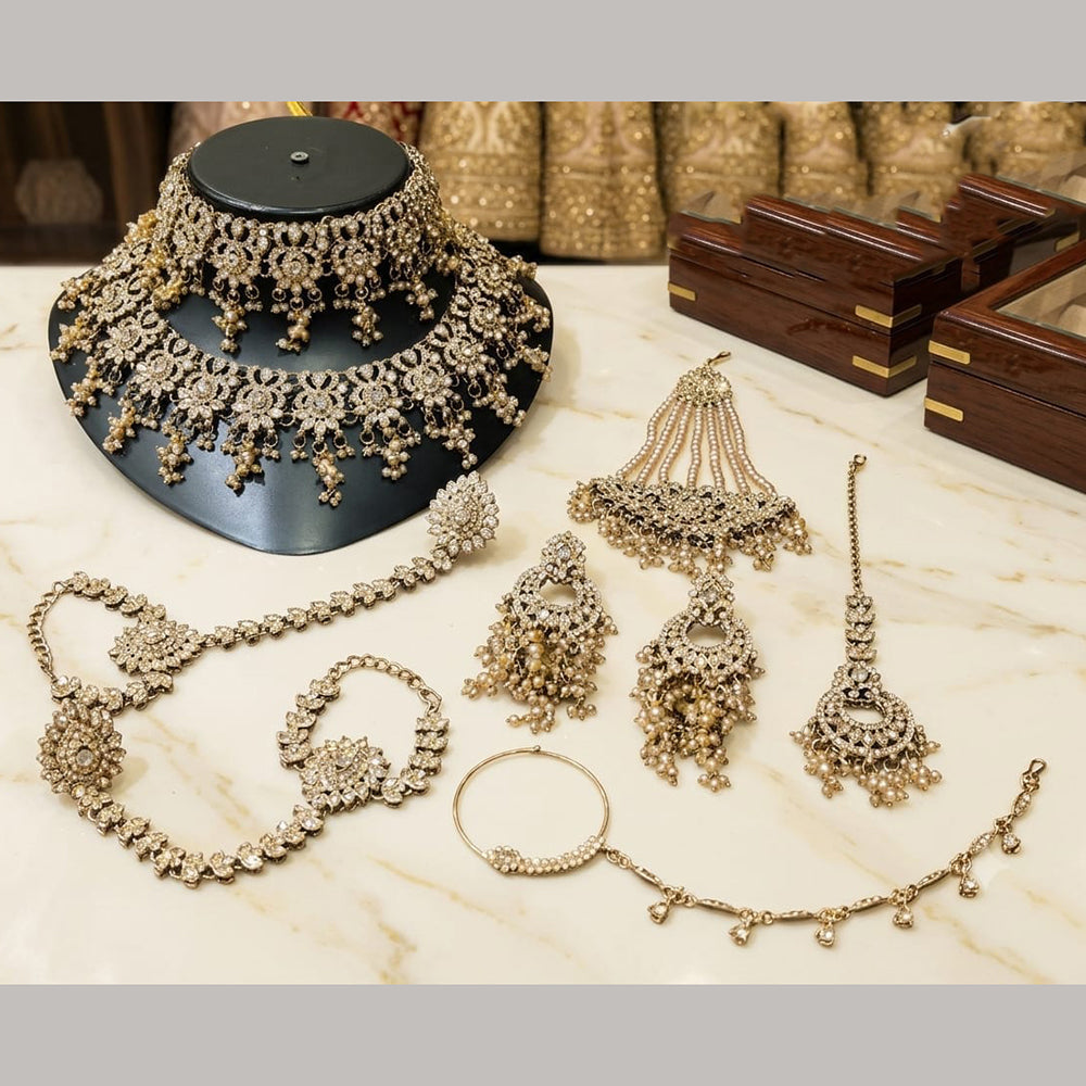 Lucentarts Jewellery Premium Austrain Stone And Beads Semi Bridal Necklace Set for Women