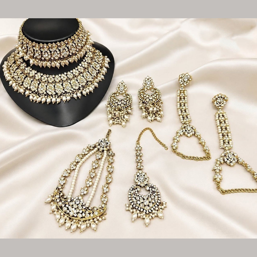 Lucentarts Jewellery Premium Austrain Stone And Beads Semi Bridal Necklace Set for Women