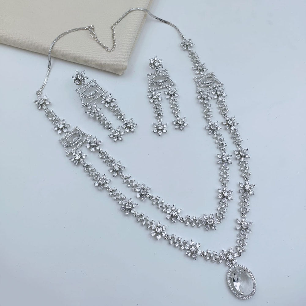 Lucentarts Jewellery Designer American Daimond Necklace Set for Women