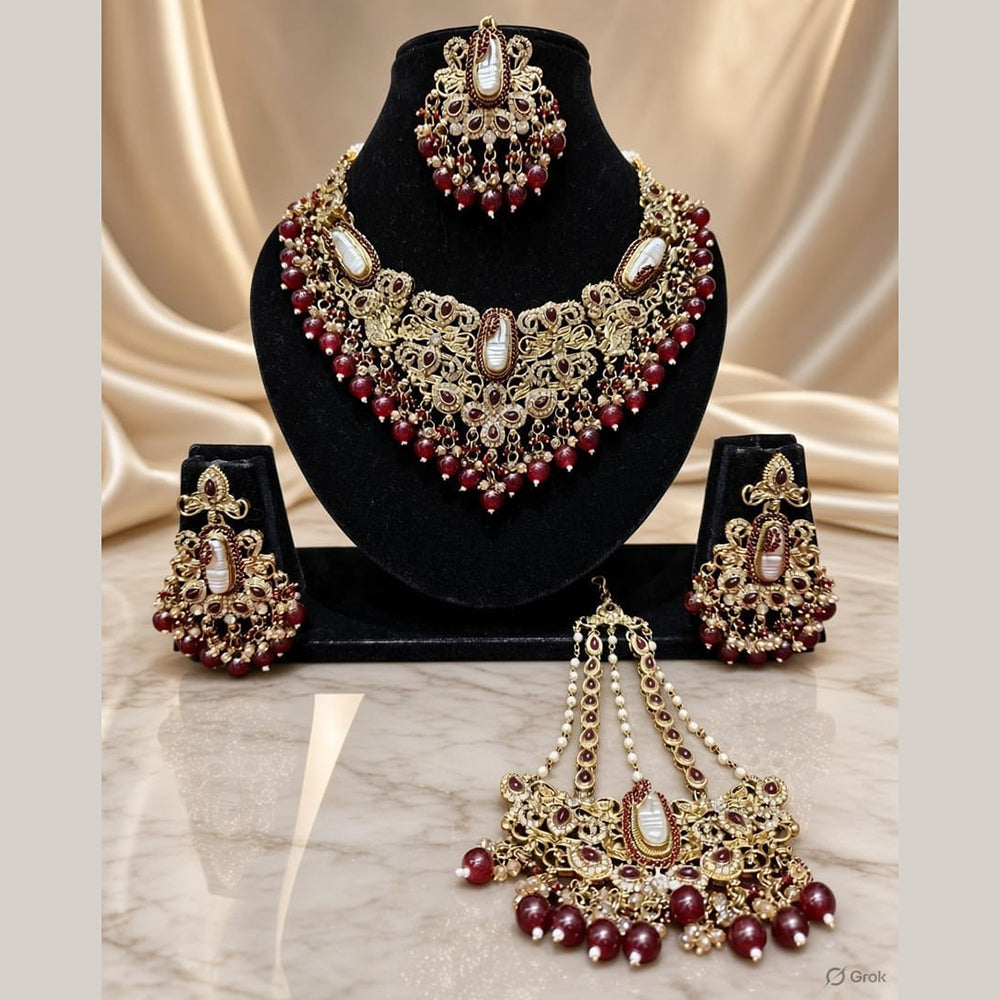 Lucentarts Jewellery Premium Austrain Stone And Beads Necklace Set for Women