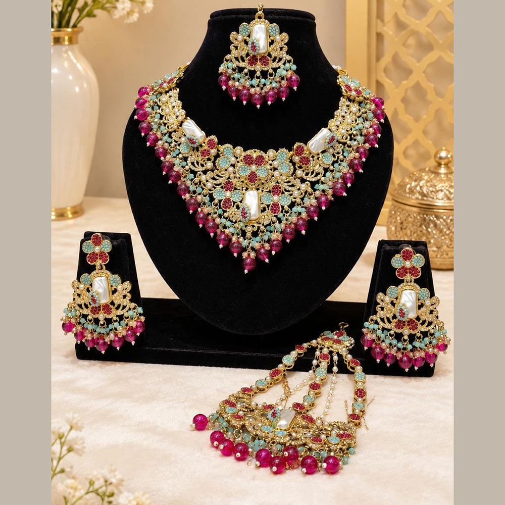 Lucentarts Jewellery Premium Austrain Stone And Beads Necklace Set for Women