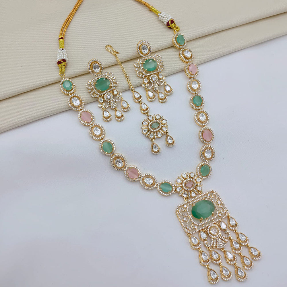 Lucentarts Jewellery Luxury Polki Kundan And American Diamond Necklace Set
