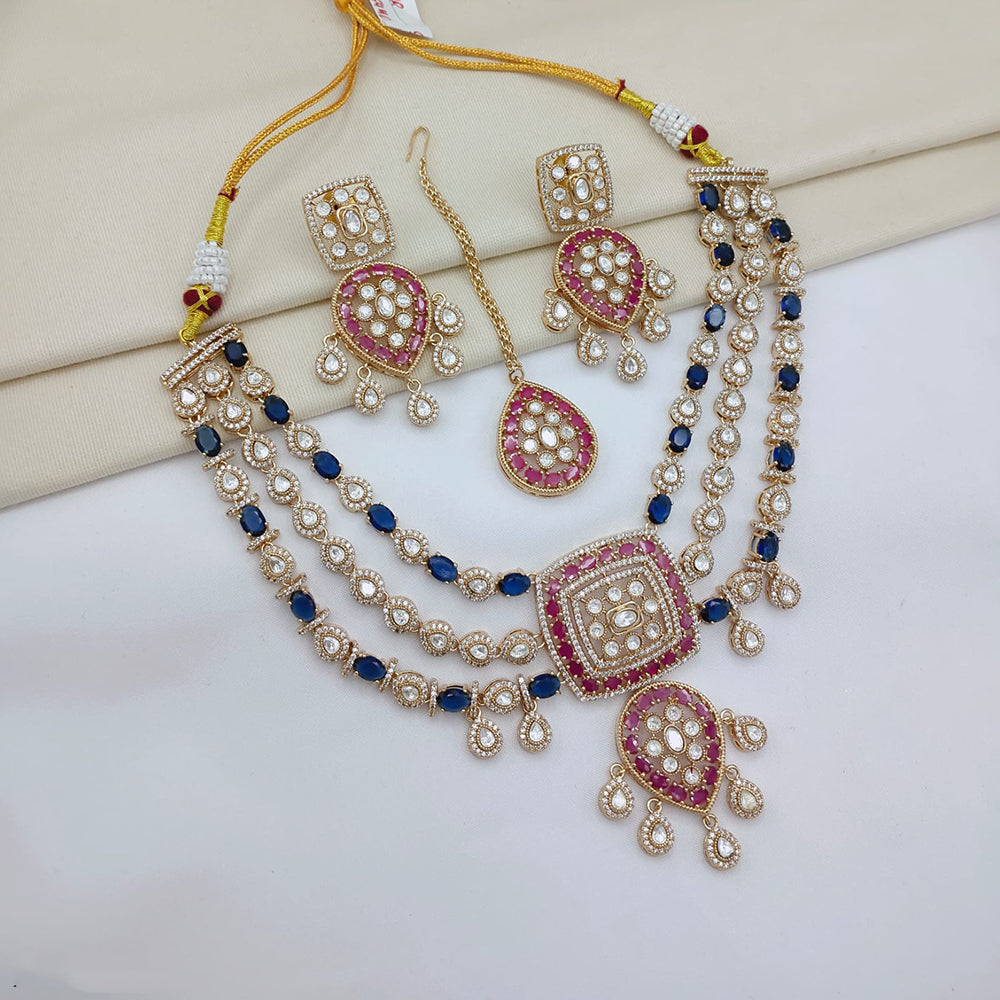 Lucentarts Jewellery Luxury Polki Kundan And American Diamond Necklace Set
