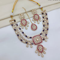 Lucentarts Jewellery Luxury Polki Kundan And American Diamond Necklace Set