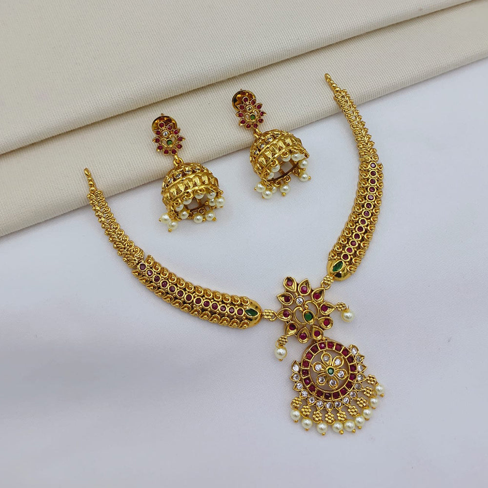 Lucentarts Jewellery Elegant Pota Stone And Pearl Necklace Set